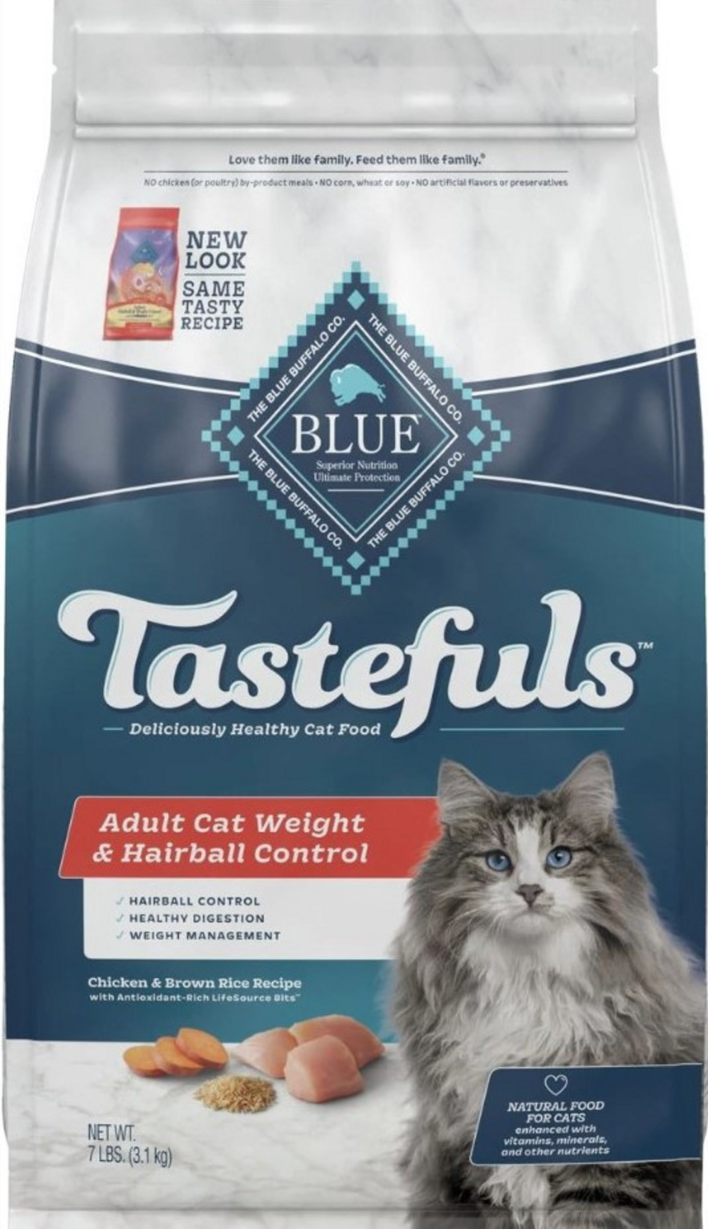 C301330-202603130551320630-1 Blue Buffalo Tastefuls Adult Cat Weight & Hairball Control Chicken & Brown Rice Recipe Dry Food - Image 1
