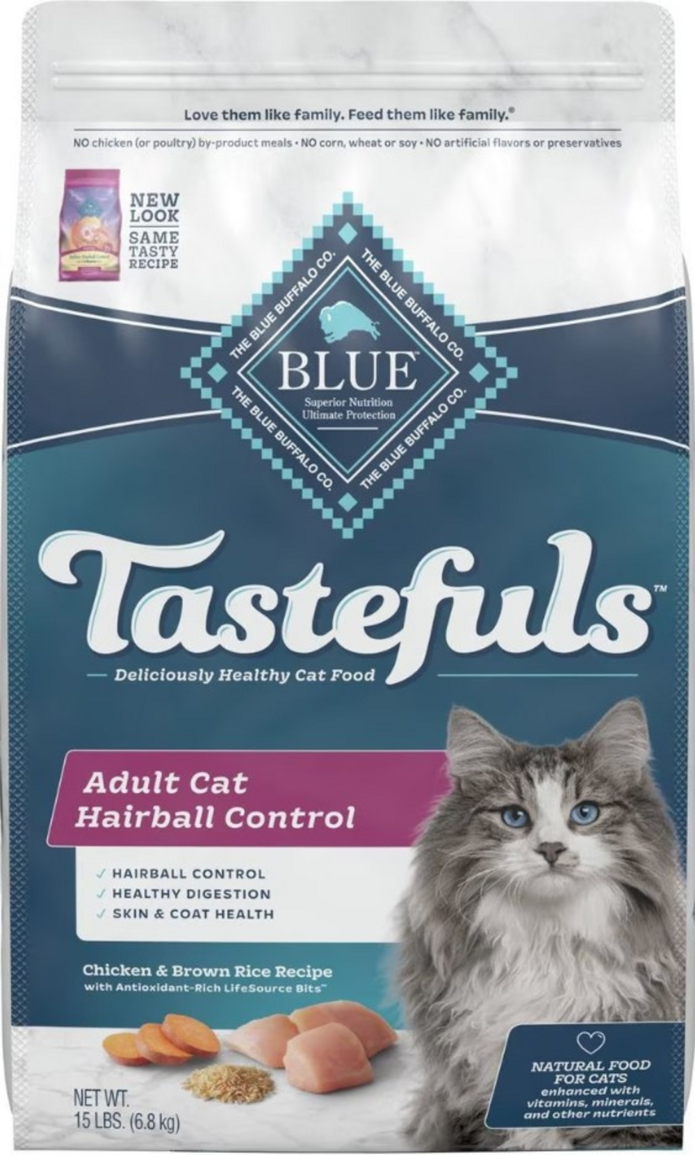 C302040-202604151150270977-1 Blue Buffalo Tastefuls Adult Cat Hairball Control Chicken & Brown Rice Recipe Dry Food - Image 1
